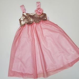 Pink Party Dress with Gold Glitter Accents